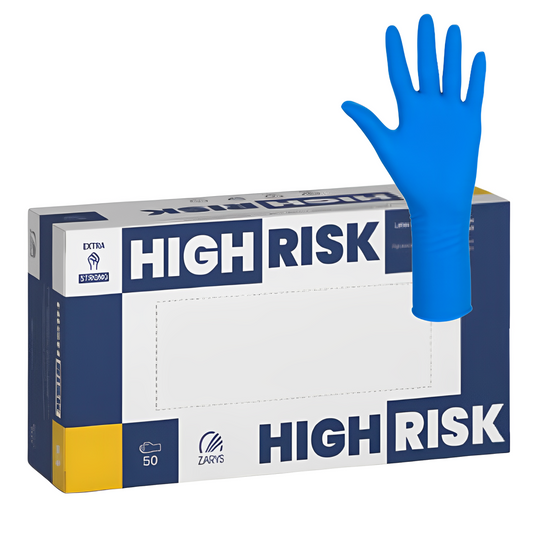 Manusi latex pentru risc ridicat cu manseta extinsa groase 50buc High Risk