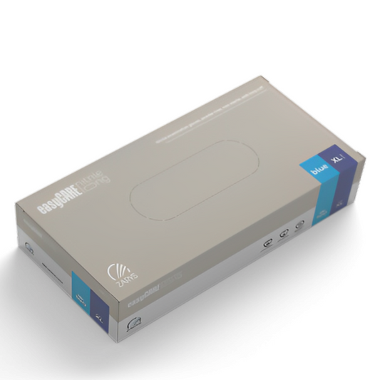 Manusi nitril cu manseta extinsa nepudrate albastre easyCare Long 100buc