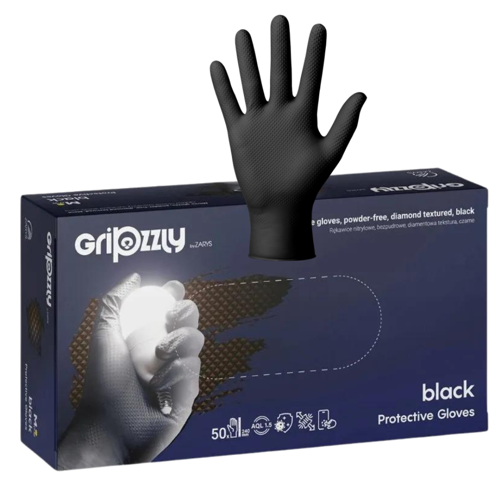 Manusi nitril mecanic auto negre 8g Gripzzly 50buc