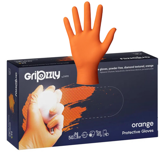 Manusi nitril mecanic auto portocalii 8g Gripzzly 50buc