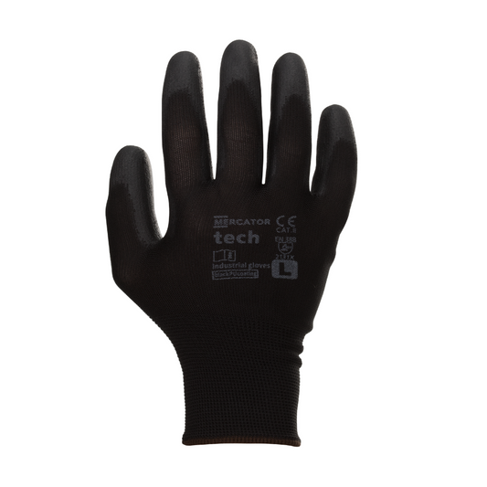 Manusi protectie mecanici imersate in poliuretan Tech Black negre