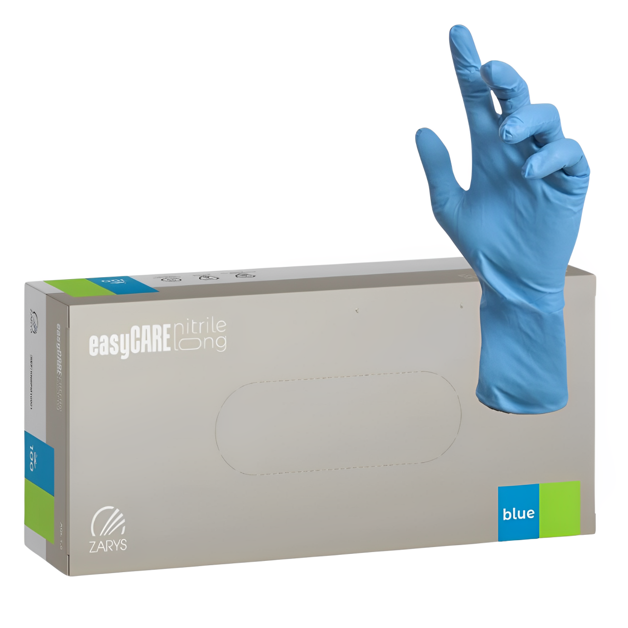 Manusi nitril cu manseta extinsa nepudrate albastre easyCare Long 100buc