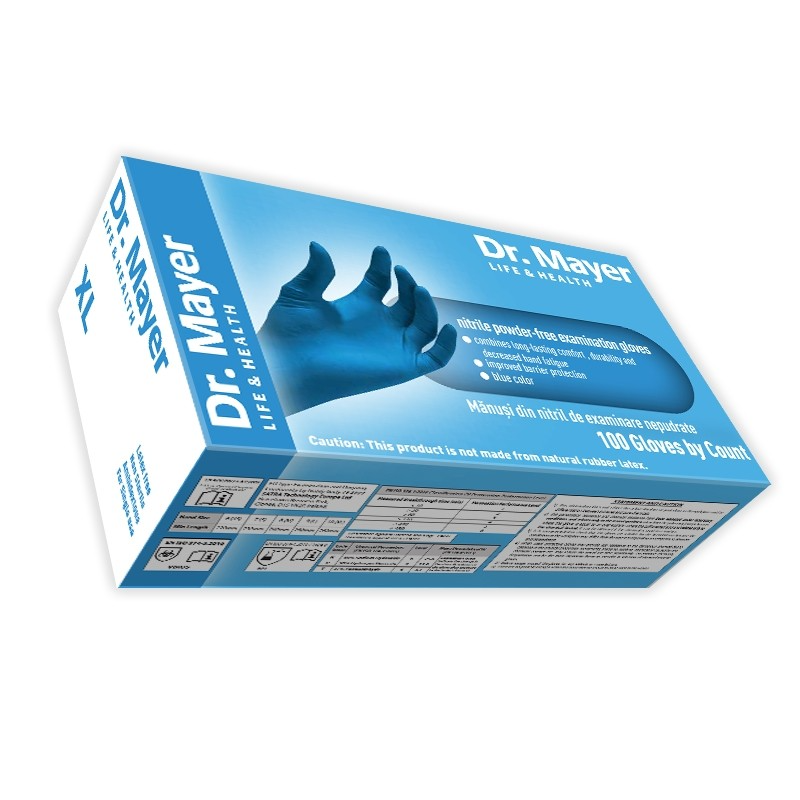 Manusi nitril nepudrate albastre 3.3g Soft Dr Mayer 100buc