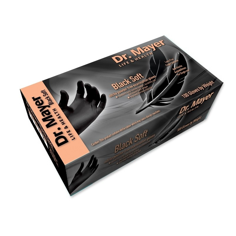 Manusi nitril nepudrate negre Soft Dr Mayer 100buc