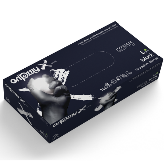 Manusi nitril mecanic auto negre 8g cu manseta extinsa Gripzzly X 100buc