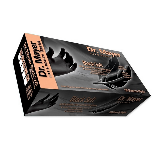 Manusi nitril nepudrate negre 3.3g Soft Dr Mayer 100buc