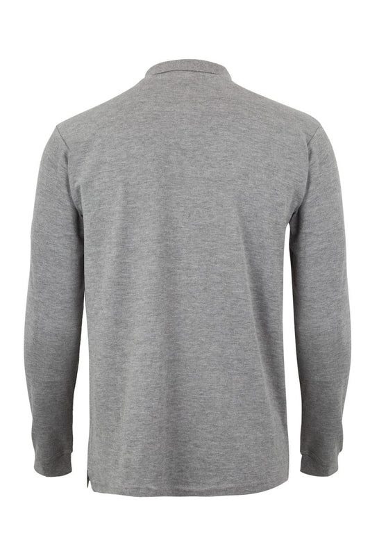 Tricou polo bumbac 210g maneca lunga gri heather Clifton