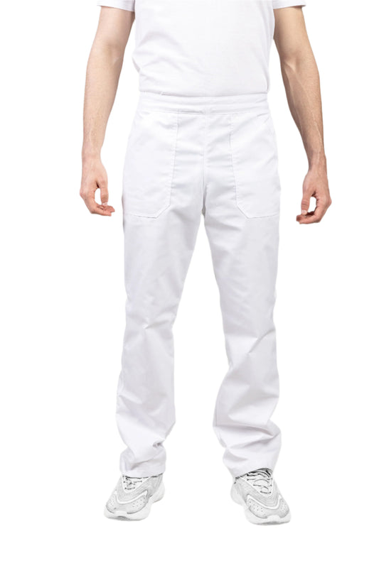 Pantaloni de lucru albi unisex tercot 195g Costin