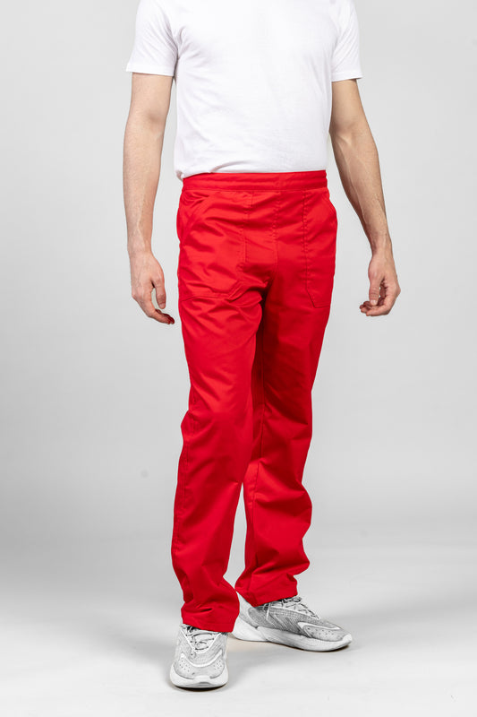 Pantaloni de lucru rosii unisex tercot 195g Costin