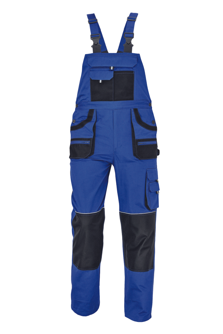 Pantaloni salopeta albastru-negru unisex tercot 235g Carl