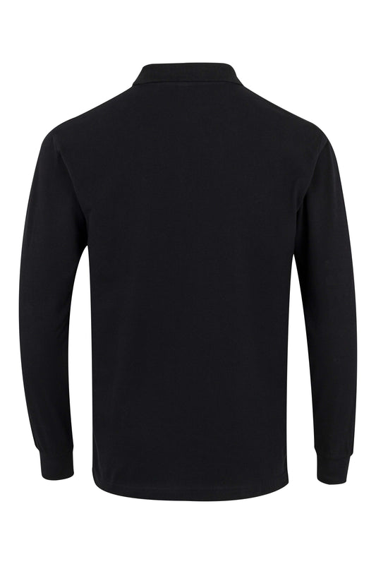 Tricou polo bumbac 200g maneca lunga negru Hobart