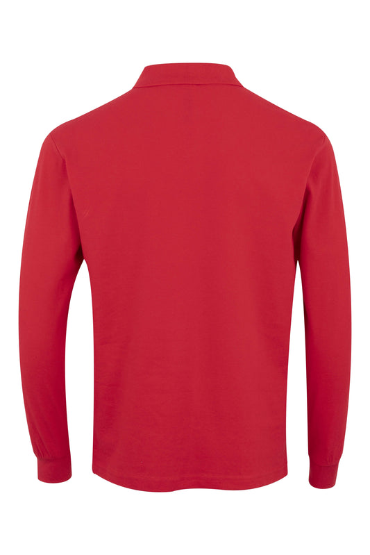 Tricou polo bumbac 200g maneca lunga rosu Hobart