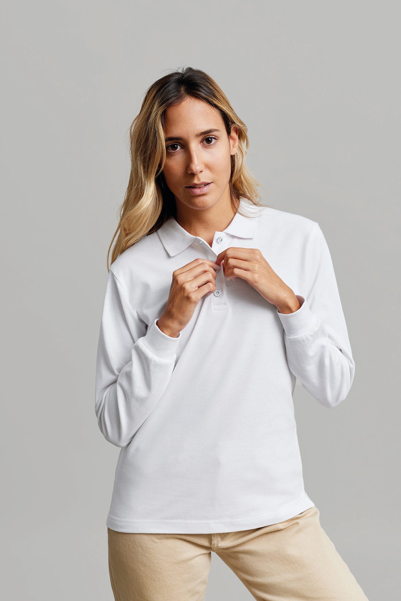 Tricou polo bumbac 200g dama maneca lunga bleumarin Hobart Woman