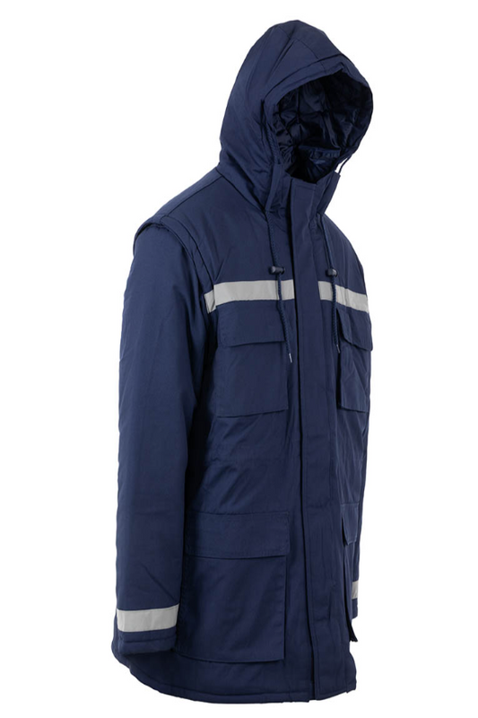 Geaca de iarna maneci detasabile benzi reflectorizante Prag bleumarin (2B73)(9061)