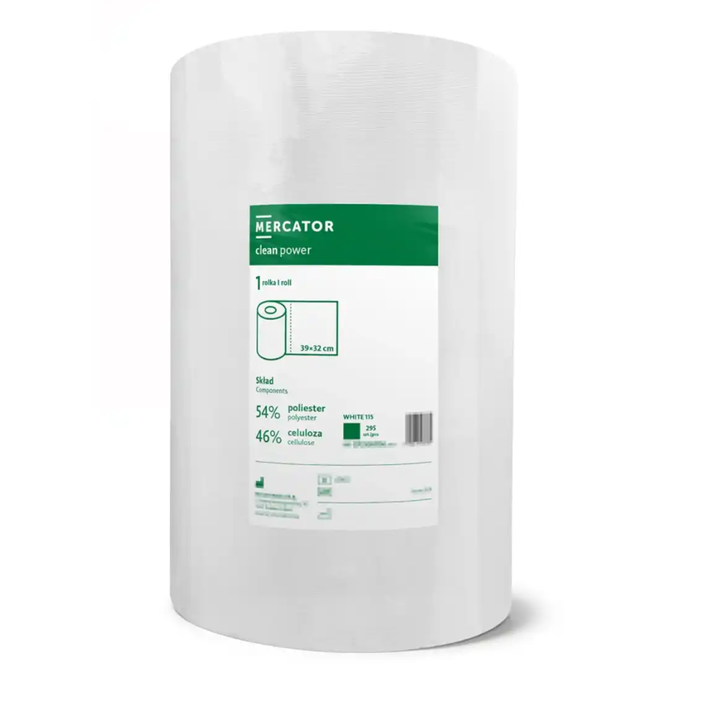Rola lavete celuloza/poliester 56g/mp 39x32cm albe 295buc Clean Power