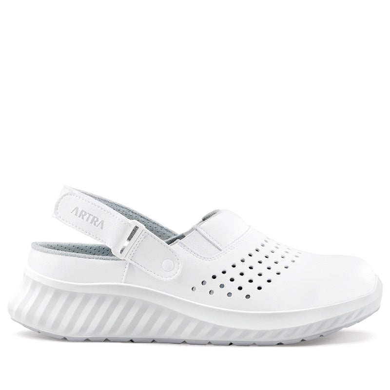 Saboti cu bareta de dama comozi siusori din microfibra alba