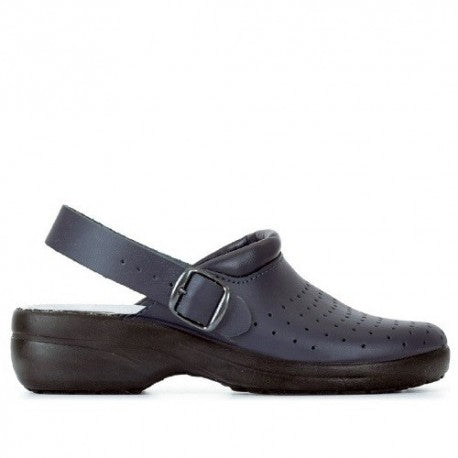 Saboti de lucru cu bareta piele bleumarin Ana