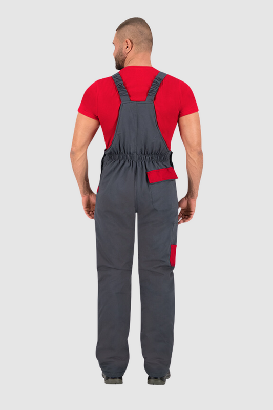 Salopeta iarna bumbac impermeabil gri/rosu Zeus