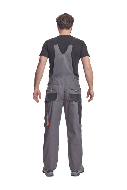 Pantaloni salopeta gri/portocaliu unisex tercot 235g Carl