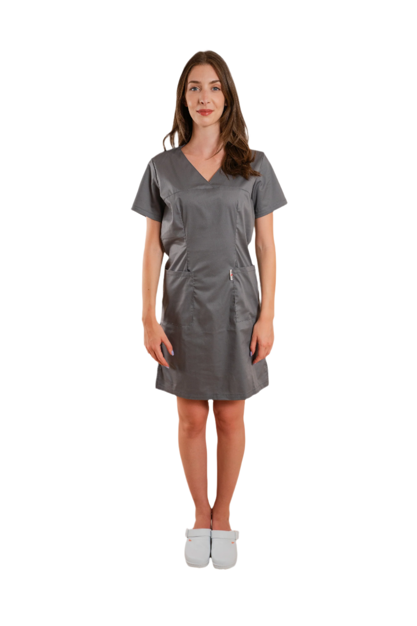Sarafan de lucru medical gri poplin-elastan 165g Emy