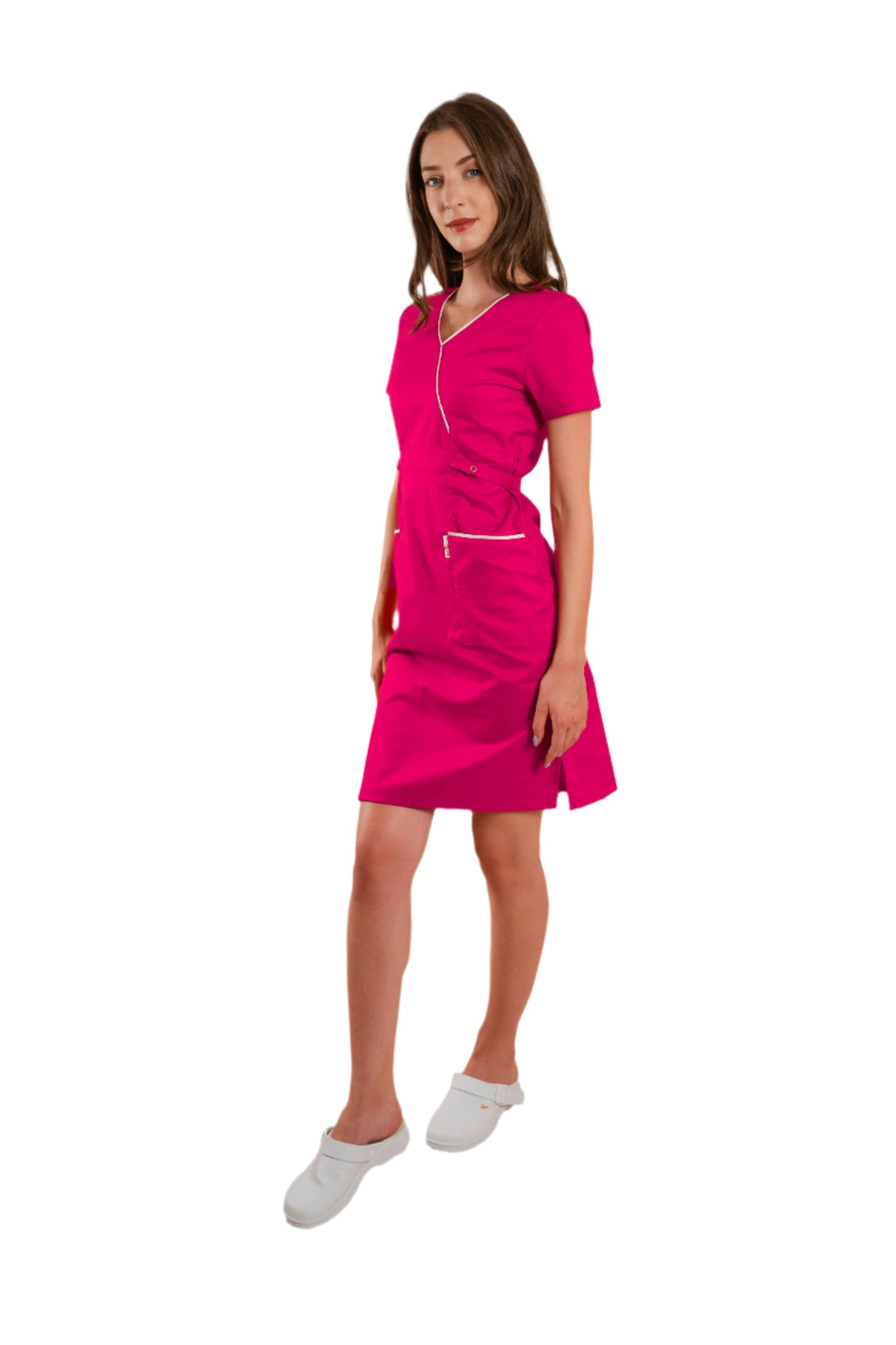 Sarafan de lucru medical ciclam poplin-elastan 165g Lory