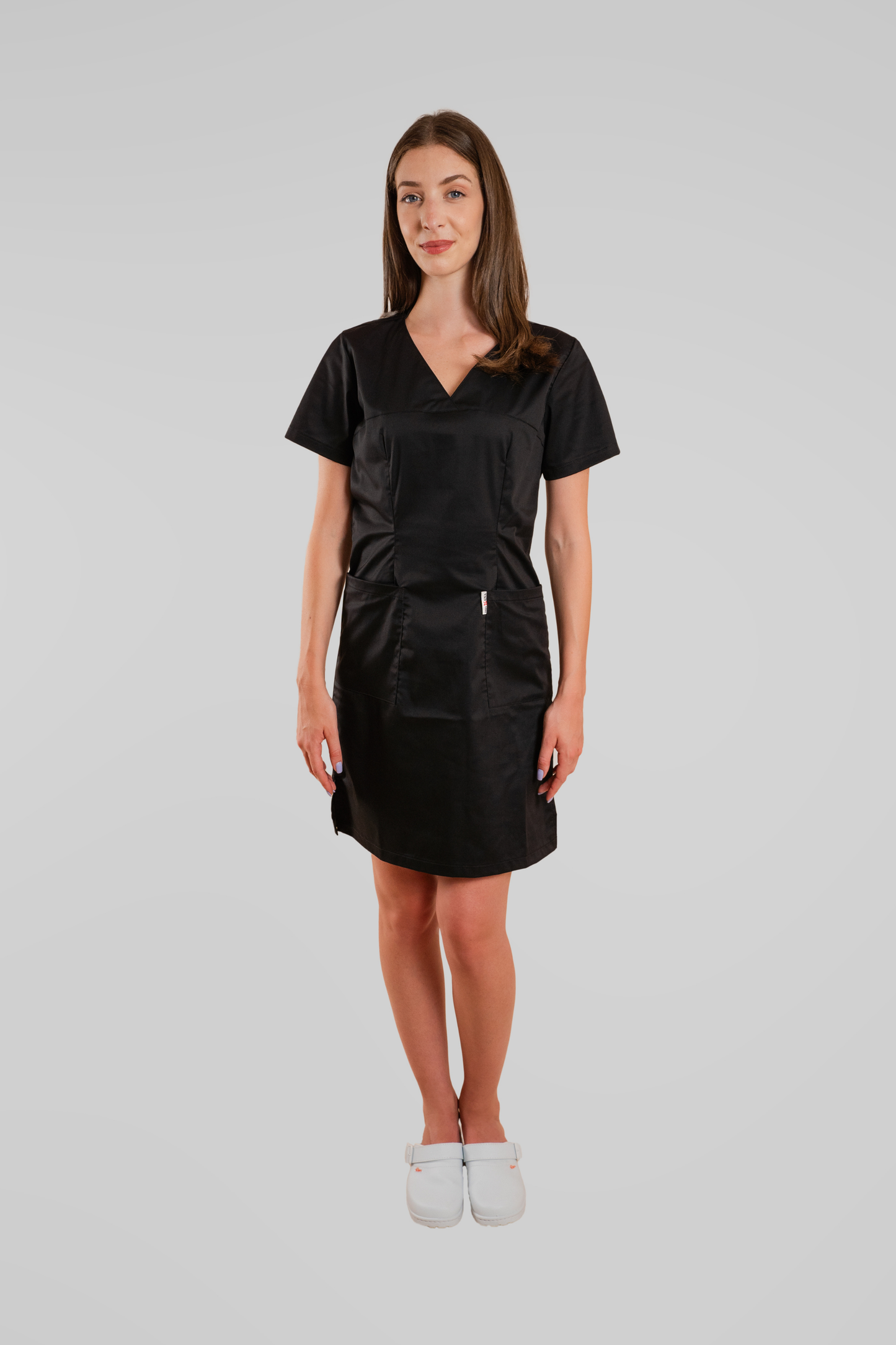 Sarafan de lucru medical negru poplin-elastan 165g Emy
