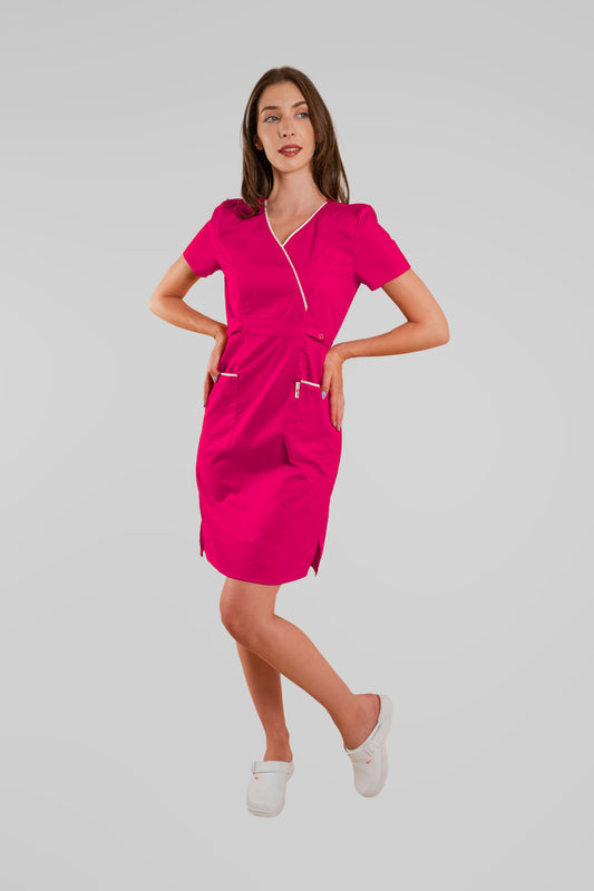 Sarafan de lucru medical ciclam poplin-elastan 165g Lory