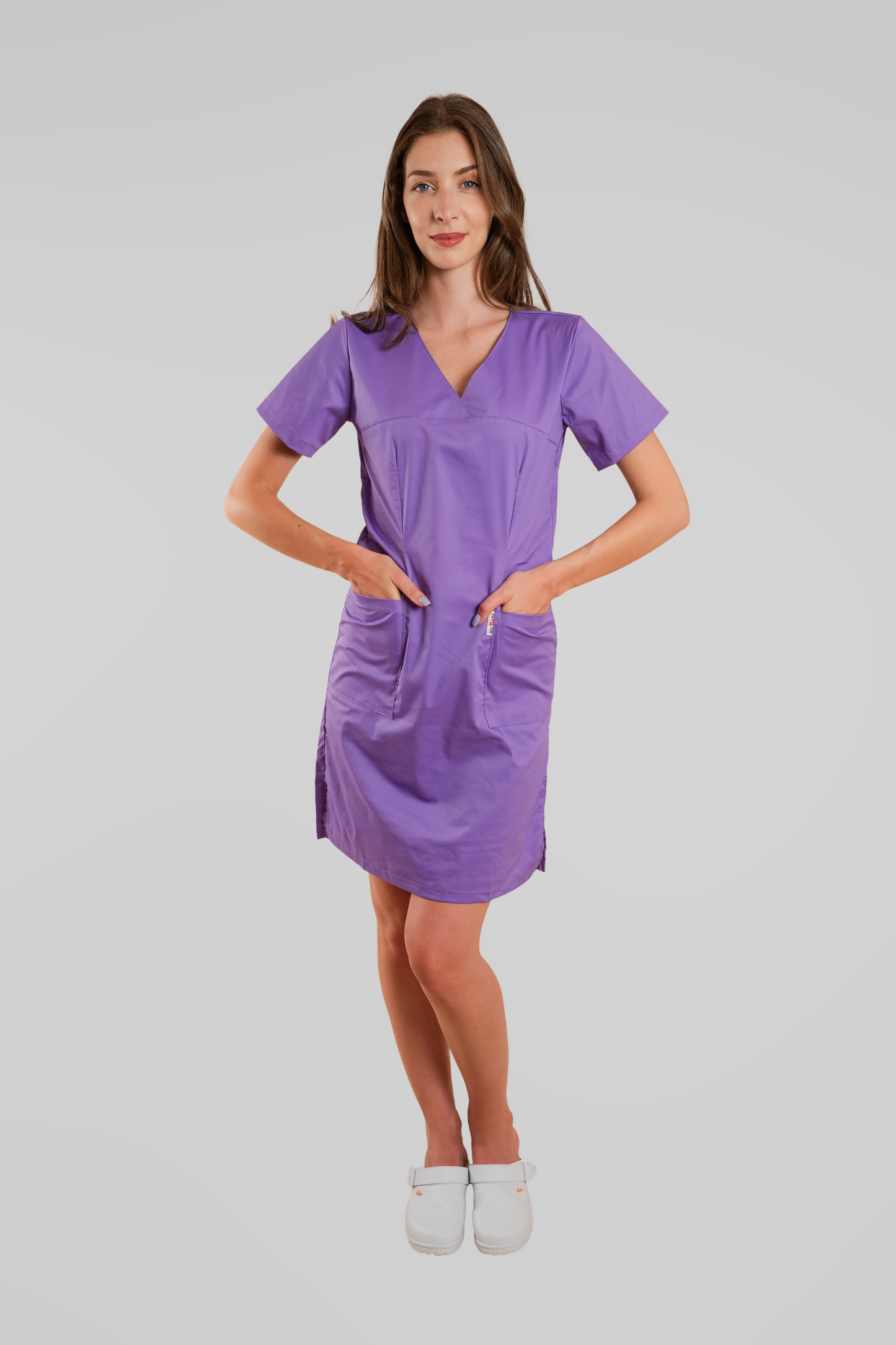 Sarafan de lucru medical lila poplin-elastan 165g Emy