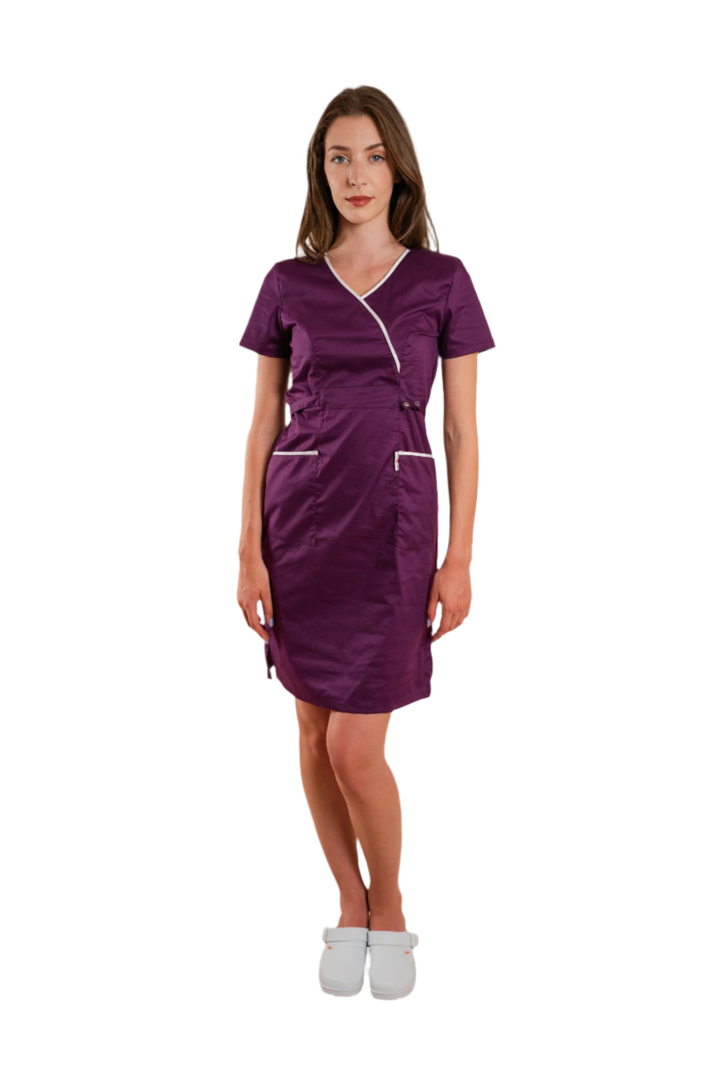 Sarafan de lucru medical visiniu poplin-elastan 165g Lory