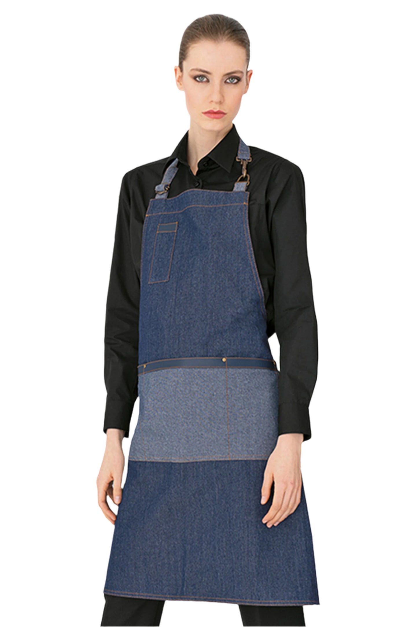 Sort barista cu pieptar denim bleumarin bumbac 200g Freddie