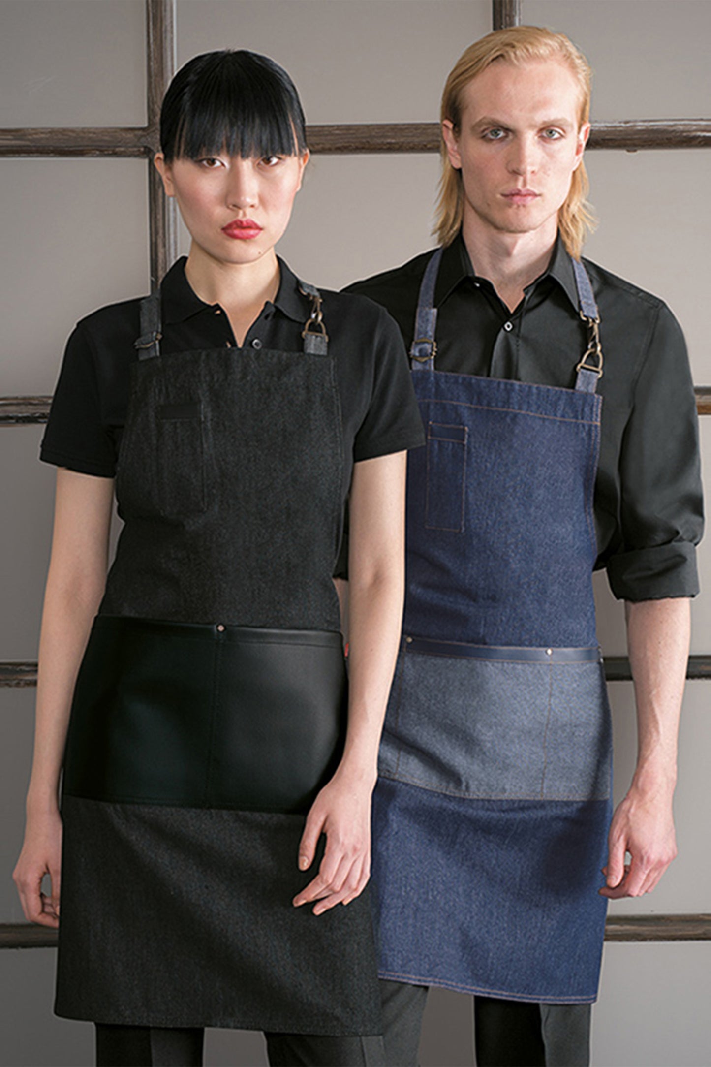 Sort barista cu pieptar denim bleumarin bumbac 200g Freddie