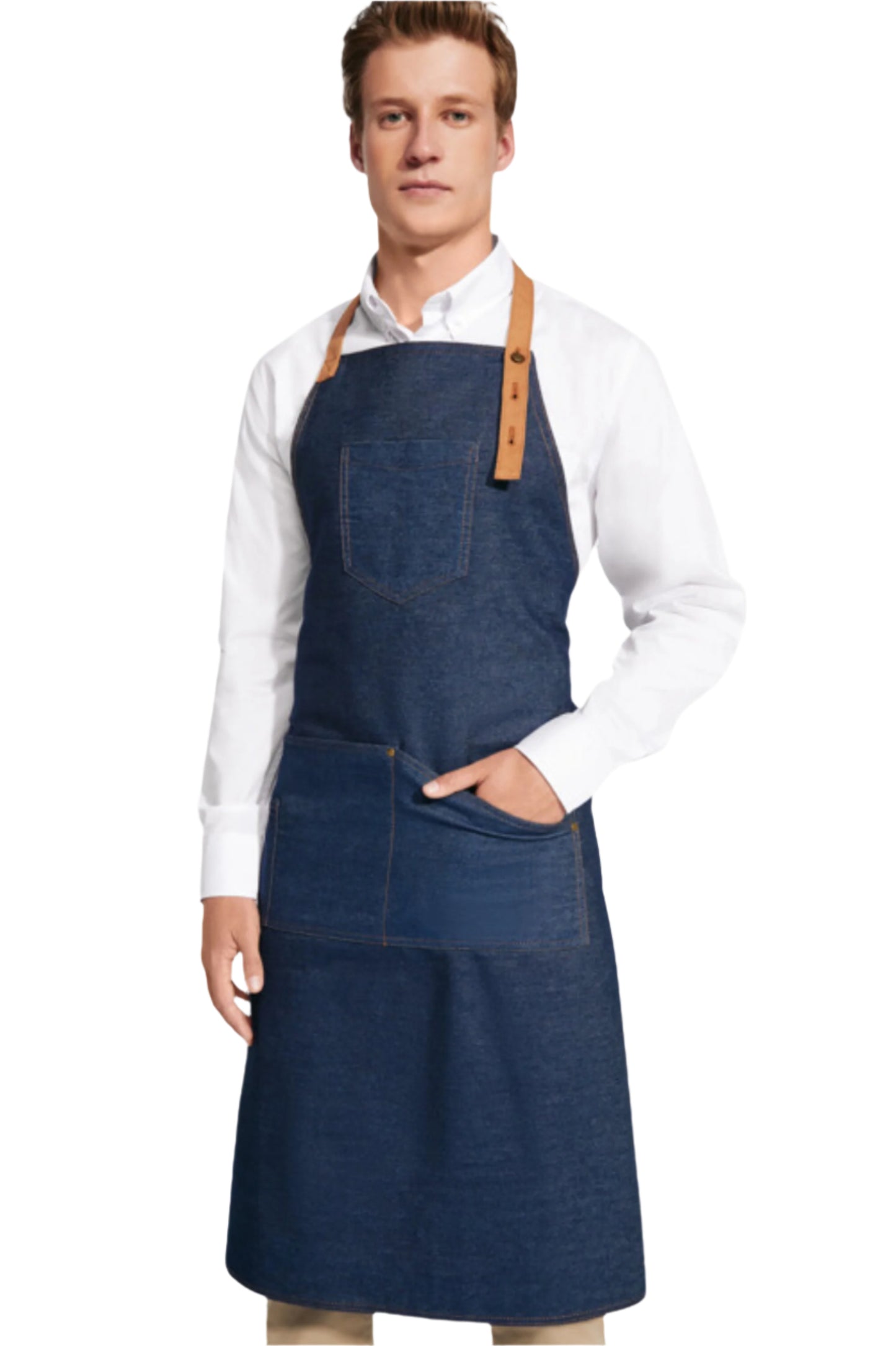 Sort bucatarie cu pieptar denim albastru 240g Batali