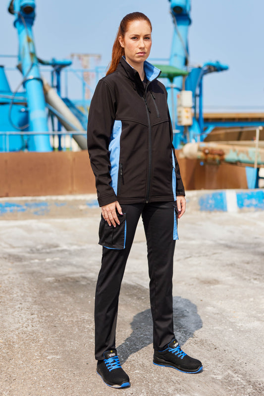 Jacheta soft shell 280g negru/albastru celest V106004