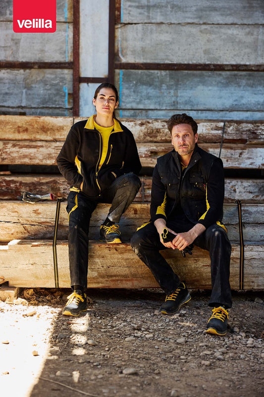 Vesta captusita poliester 220g negru/galben V205902