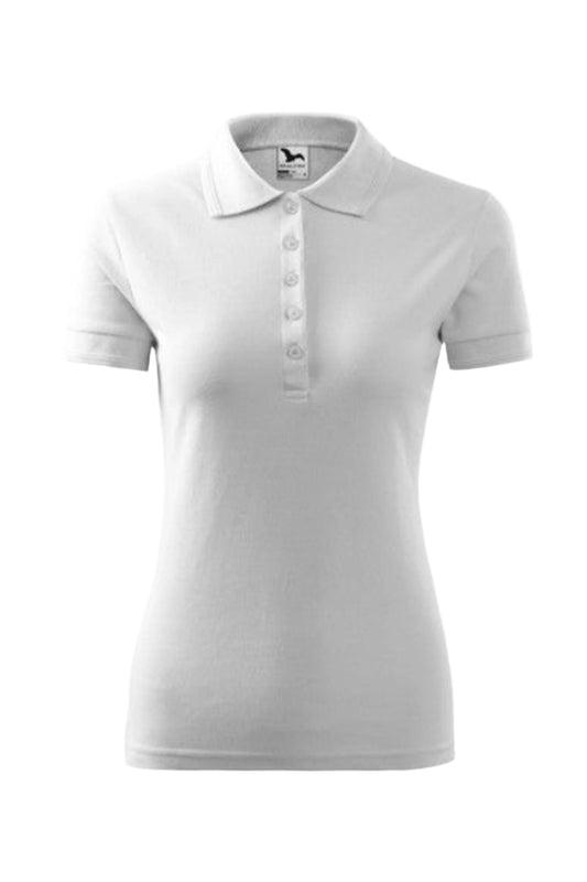 Tricou polo dama alb bumbac/poliester 200g Pique Polo