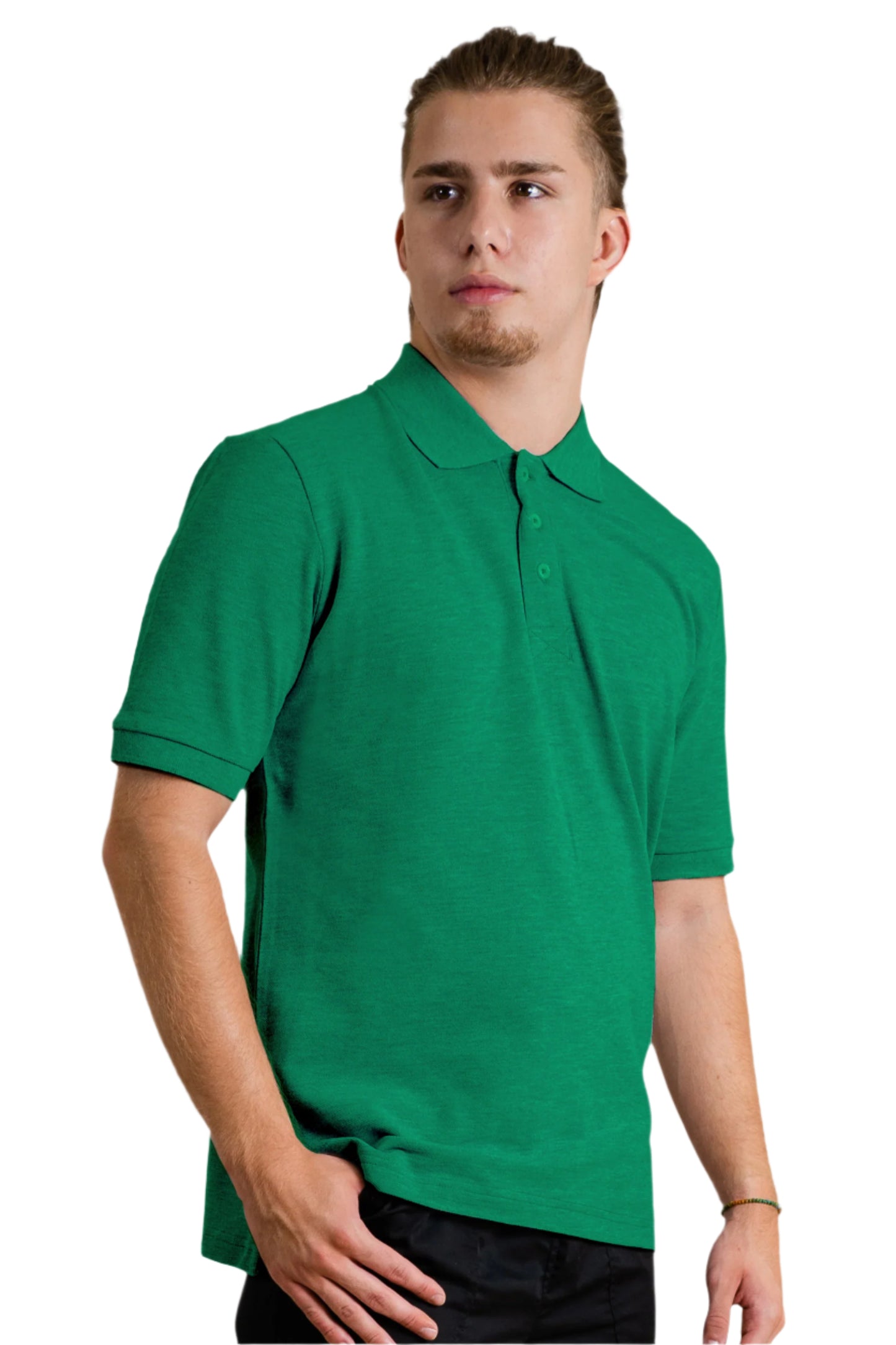 Tricou polo verde unisex bumbac 190g Dhanu