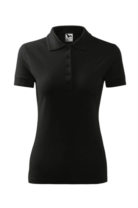 Tricou polo dama negru bumbac/poliester 200g Pique Polo