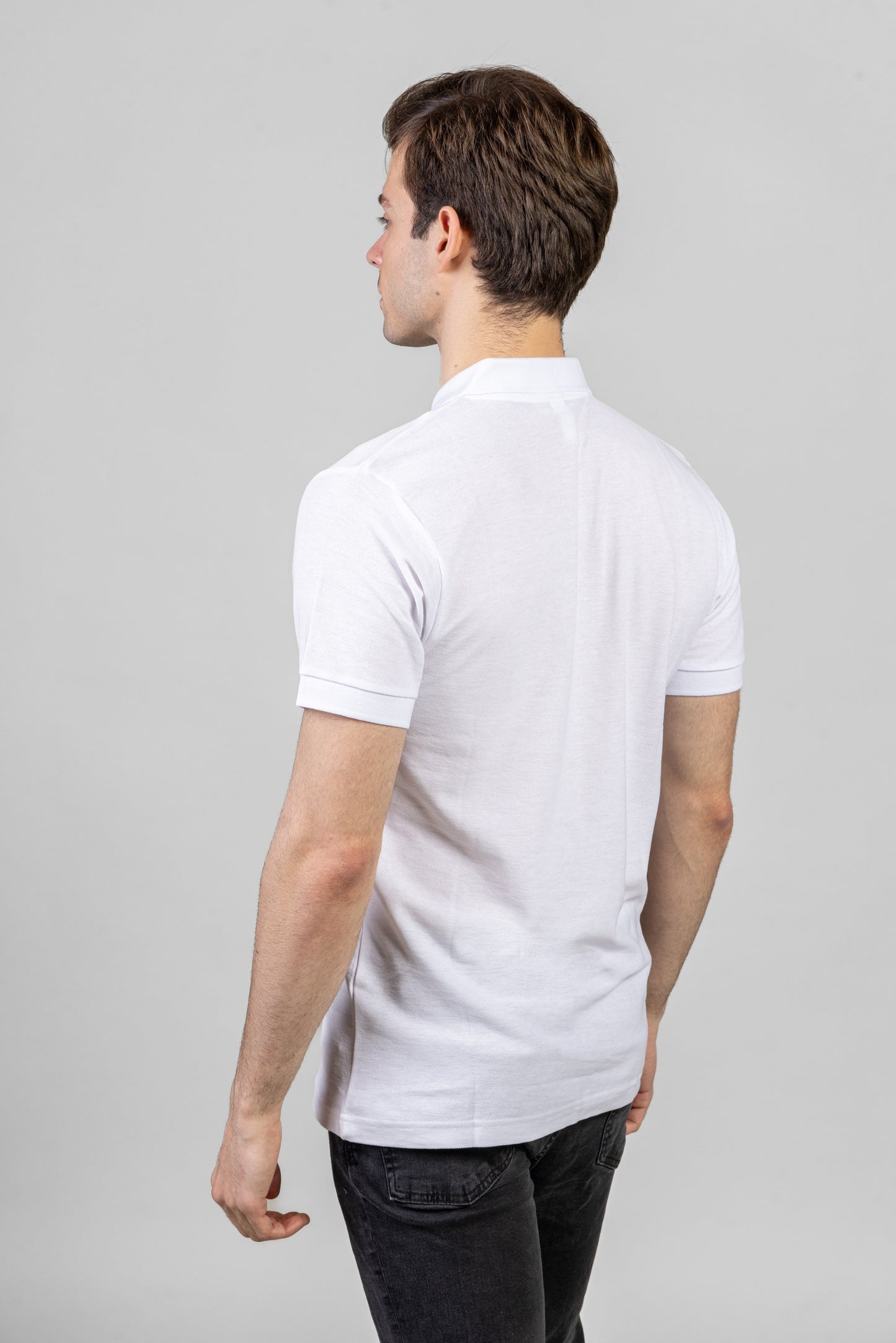 Tricou polo alb barbat bumbac/poliester Pique 170g Joy