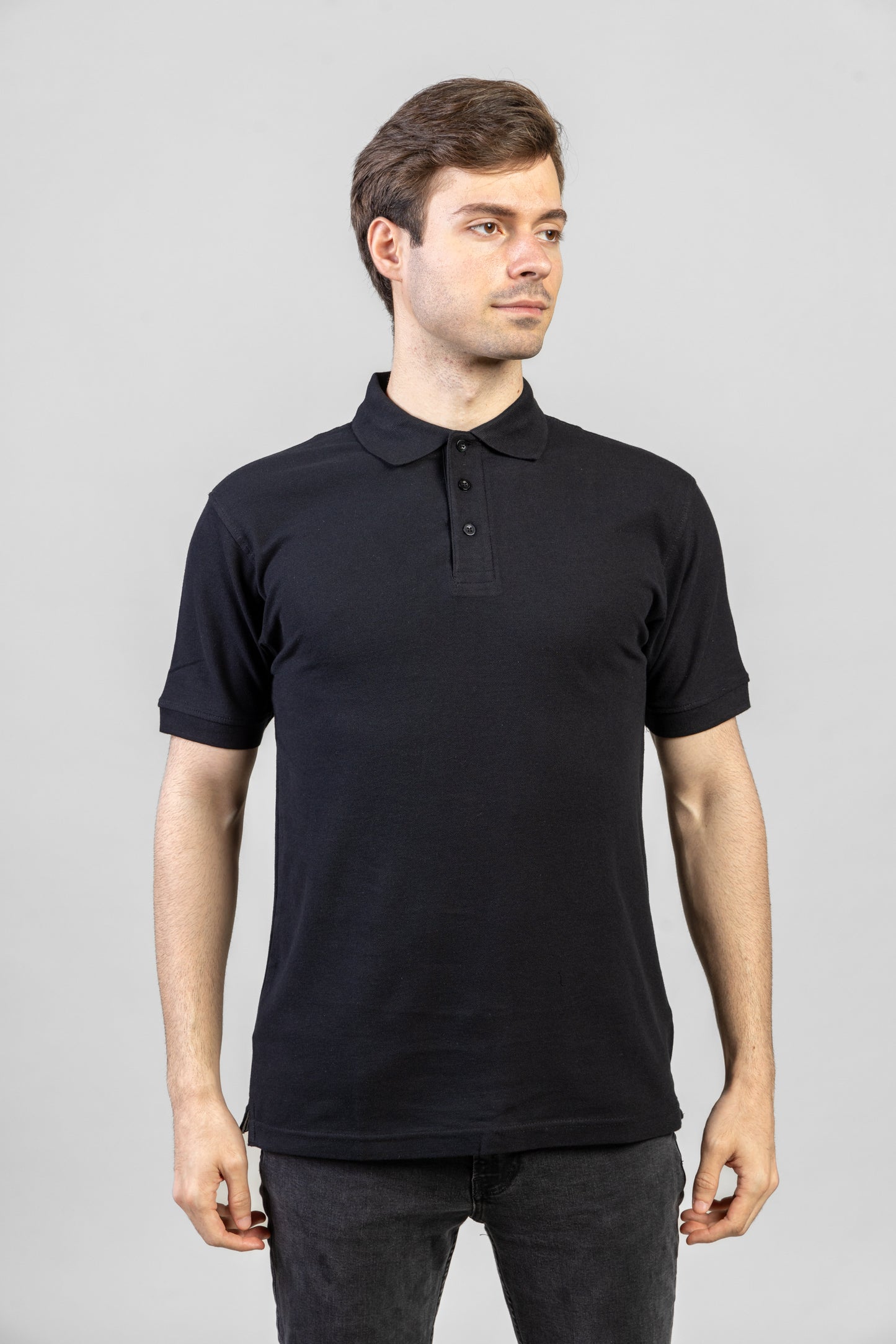 Tricou polo negru barbat bumbac/poliester 170g Joy