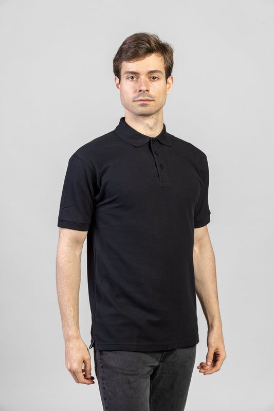 Tricou polo negru barbat bumbac/poliester 170g Joy