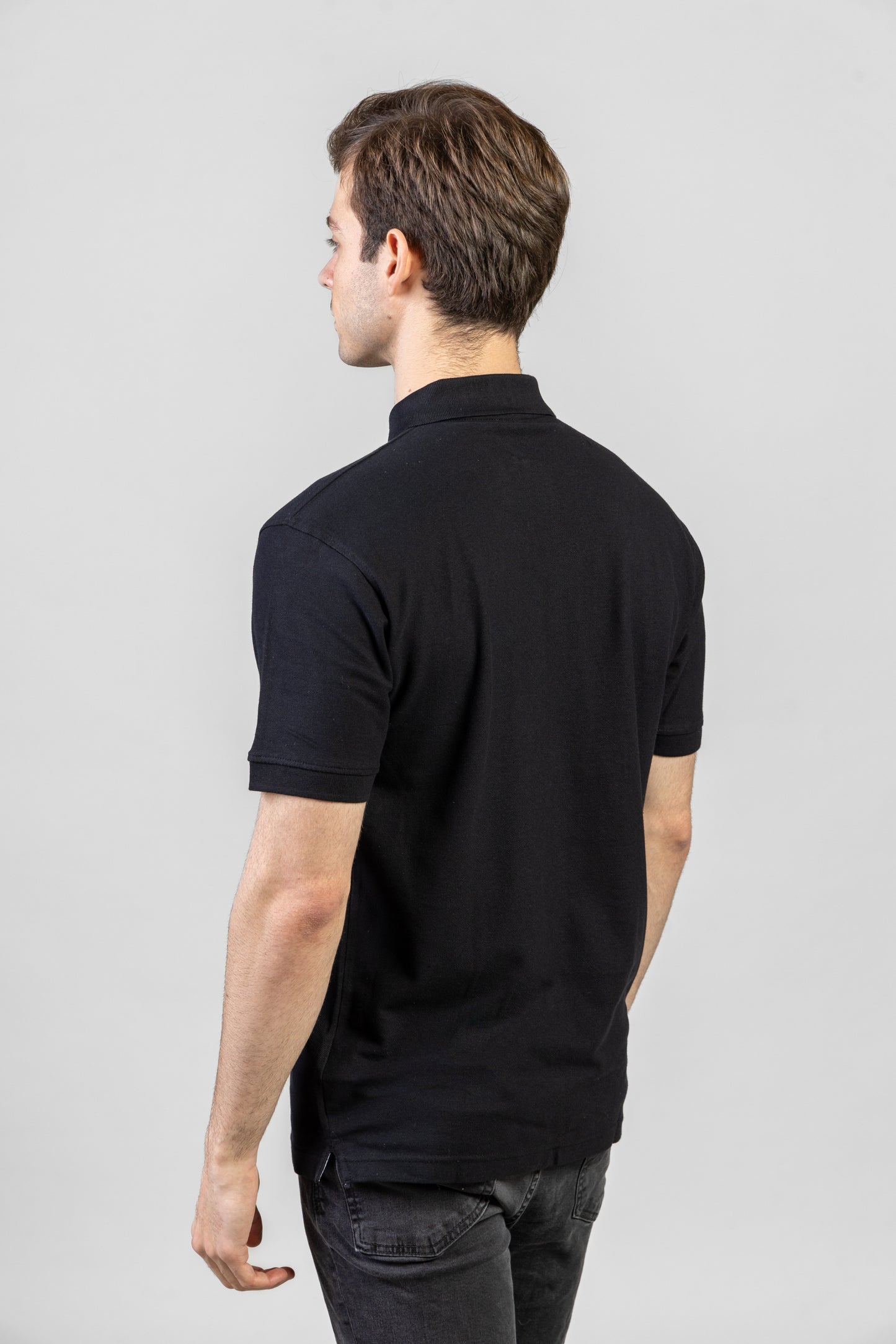 Tricou polo negru barbat bumbac/poliester 170g Joy