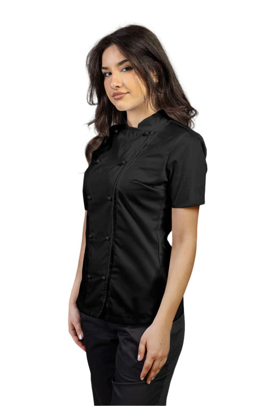 Tunica bucatar neagra dama maneca scurta poplin 165g Alma