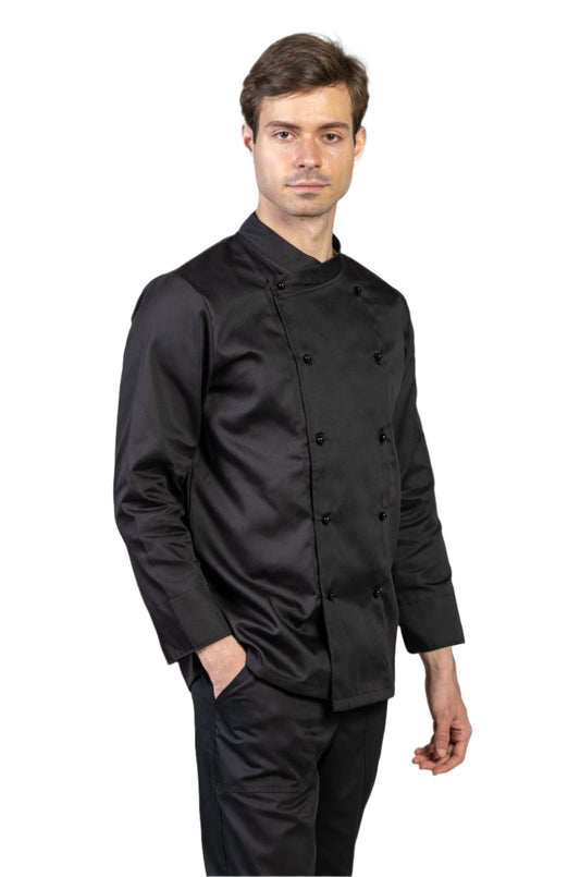 Tunica bucatar neagra barbat maneca lunga tercot 195g Nobu