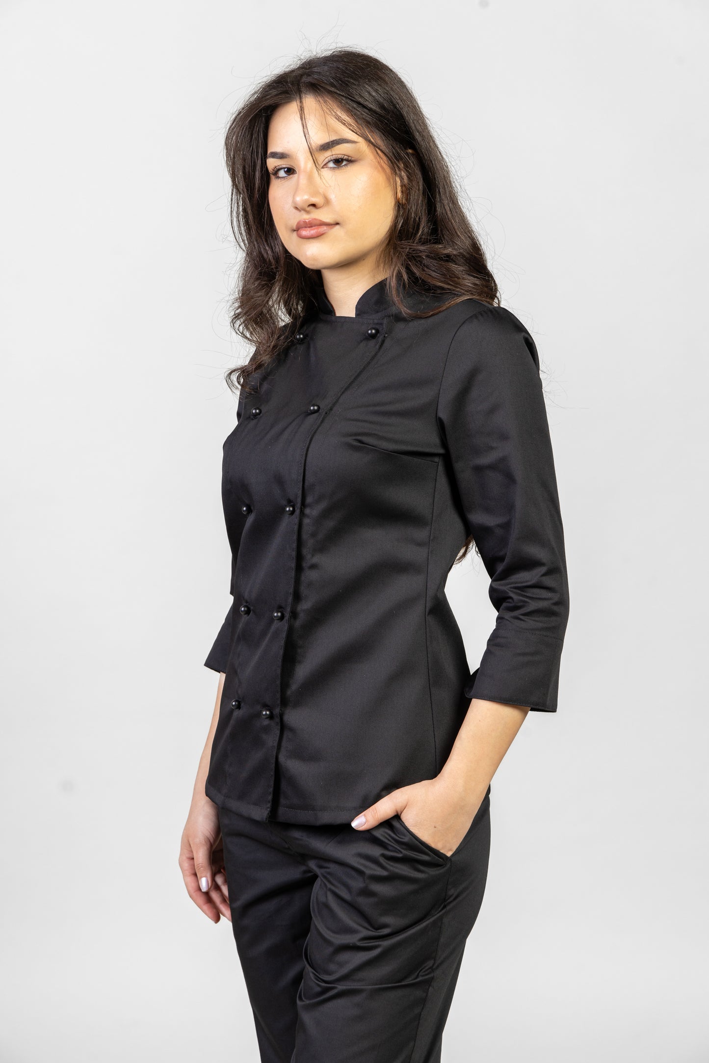 Tunica bucatar neagra dama maneca 3/4 tercot 195g Zoe