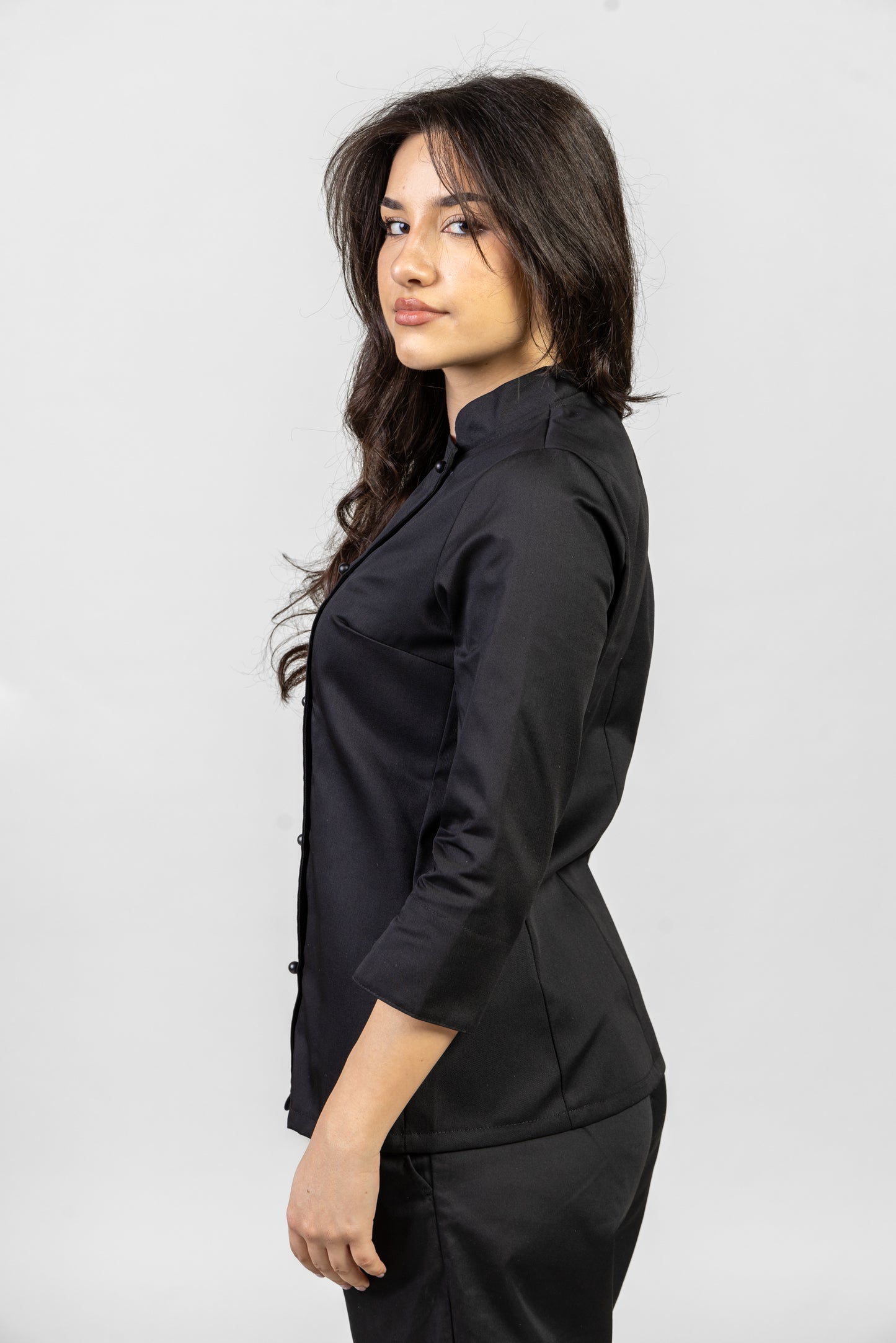 Tunica bucatar neagra dama maneca 3/4 tercot 195g Zoe