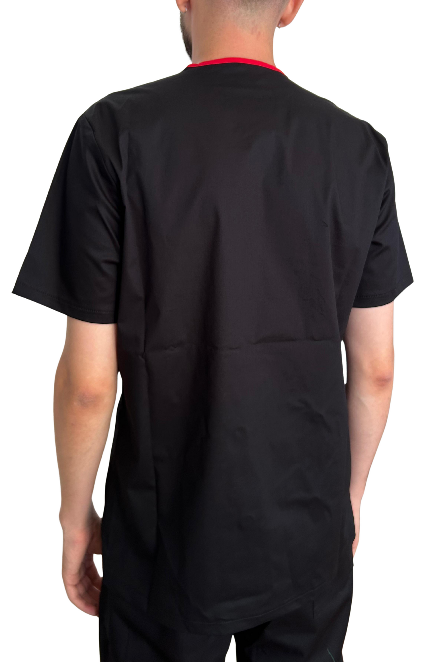 Tunica bucatar stretch negru/rosu unisex maneca scurta poplin 160g Tommy