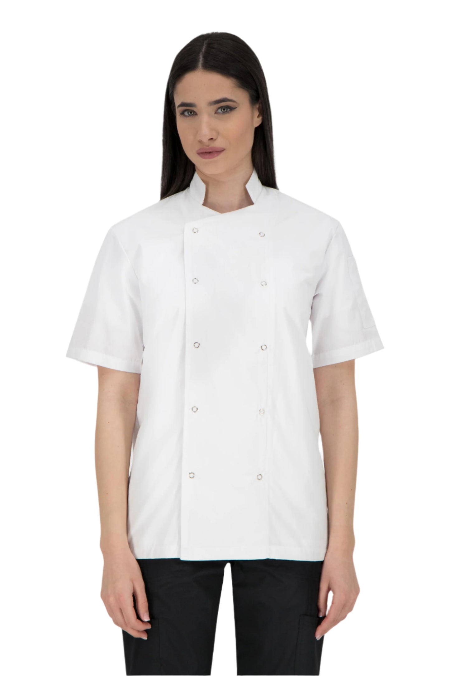 Tunica bucatar alba unisex maneca scurta poplin 130g Nozomi