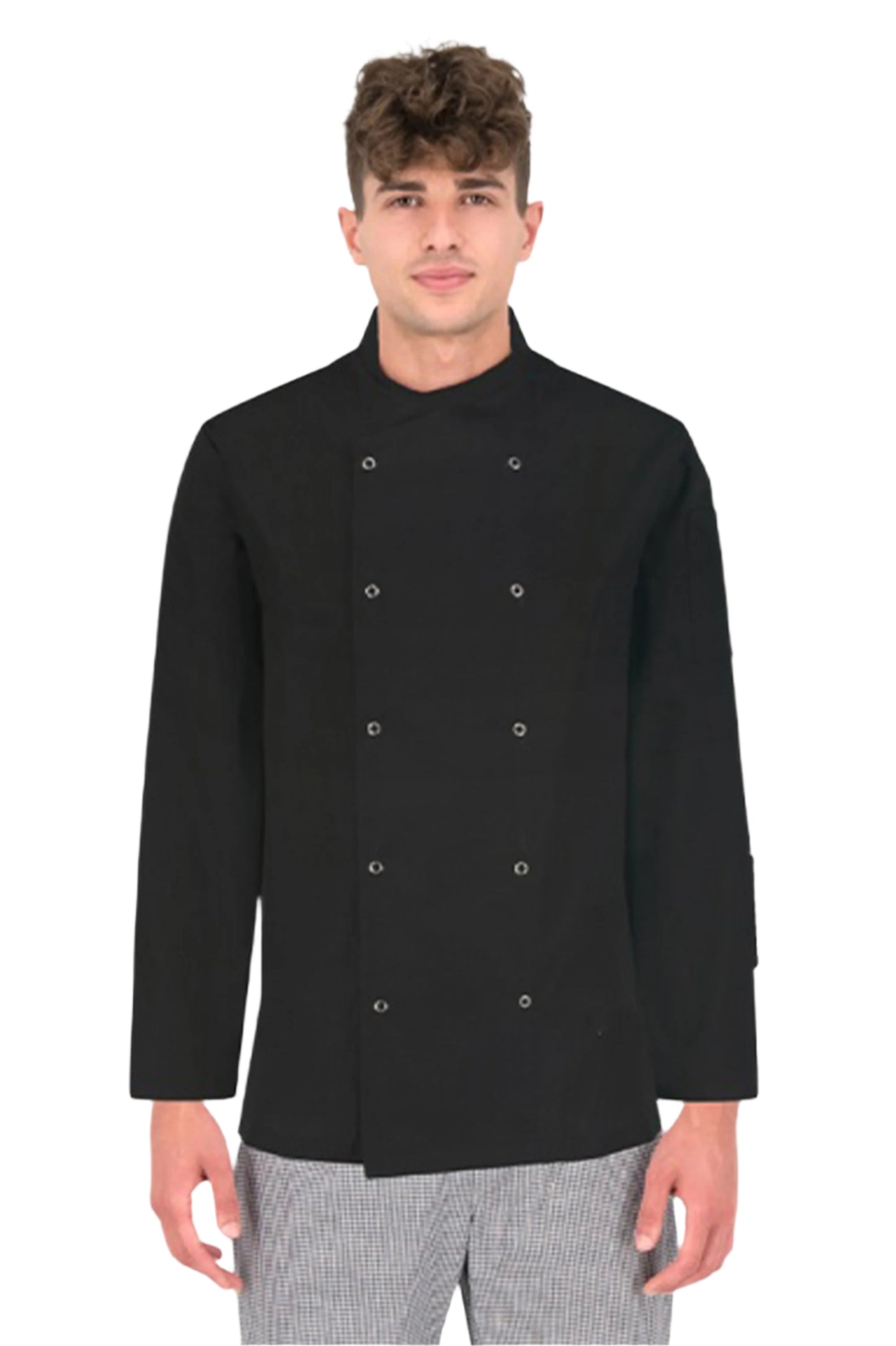 Tunica bucatar neagra unisex maneca lunga poplin 130g Nozomi LS