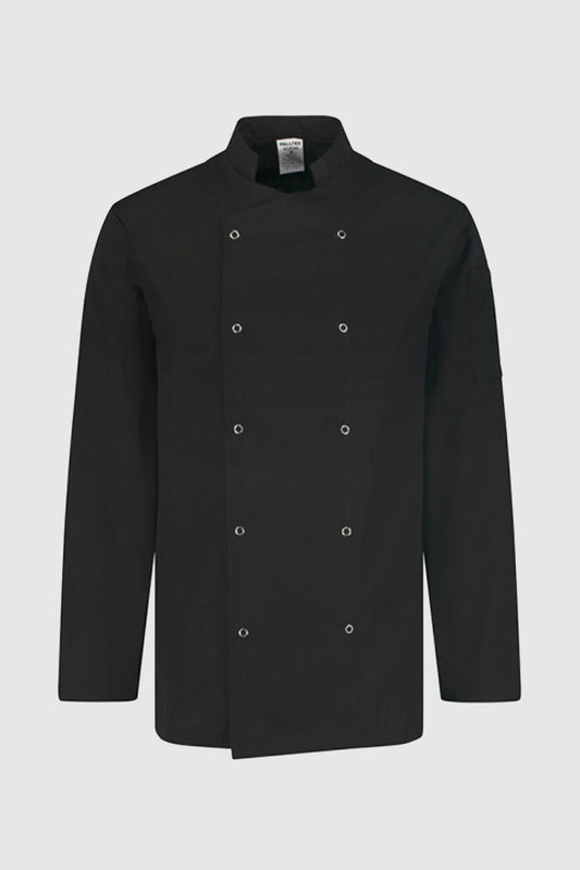 Tunica bucatar neagra unisex maneca lunga poplin 130g Nozomi LS