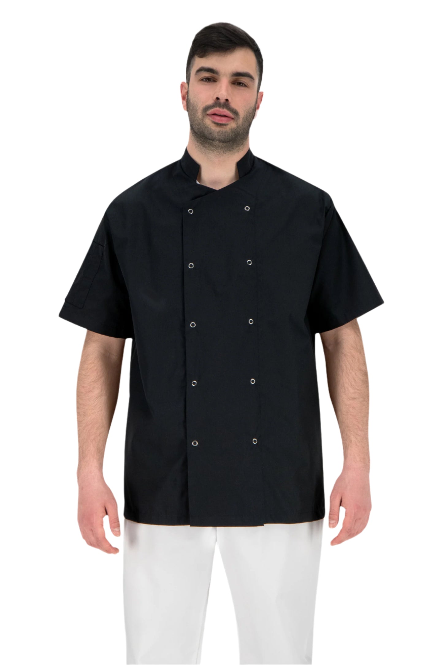Tunica bucatar neagra unisex maneca scurta poplin 130g Nozomi
